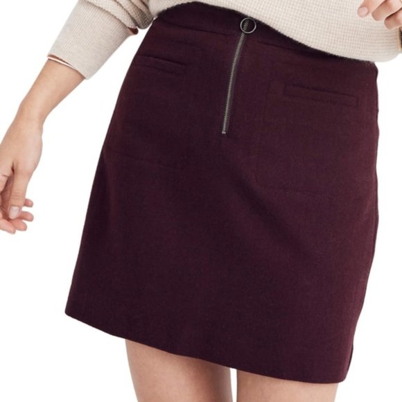 Madewell Wool Fireside Mini Zip Skirt Size 4 - Picture 2 of 9